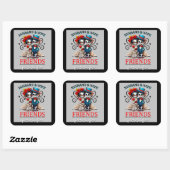 Schattig Stel Suiker Schedel Vierkante Sticker (Vel)