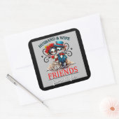 Schattig Stel Suiker Schedel Vierkante Sticker (Envelop)