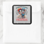 Schattig Stel Suiker Schedel Vierkante Sticker (Tas)