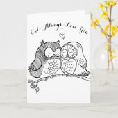 Schattig Stel Uil Houdt Altijd Van Jou Kaart (Gele Bloem)