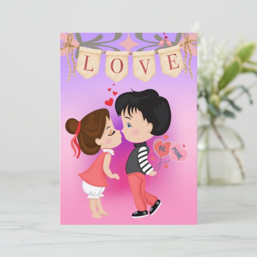 Schattig Stel van Mij op Valentijnsdag Feestdagenkaart (Staand voorkant)