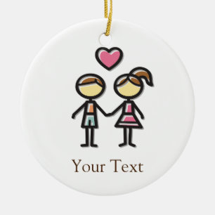 schattig stel verliefd op handen houden keramisch ornament