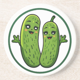 Schattig Steltenkoppel Funny Kawaii Augurken Zandsteen Onderzetter