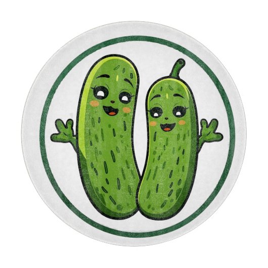 Schattig Steltenkoppel Grappige Kawaii Augurken Snijplank (Voorkant)
