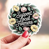 Schattig Steun Lokale Boeren Bloemstuk Sticker