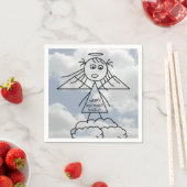 Schattig Stick Figuur Engel Meisje op Wolken Verja Servetten (Insitu)