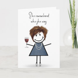 Schattig stick figuur meisje denken aan je kaart