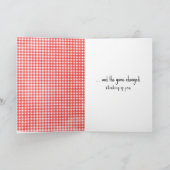 Schattig stick figuur meisje denken aan je kaart (Binnen)