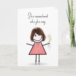 Schattig stick figuur meisje denken aan je kaart