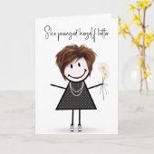 Schattig Stick figuur meisje voor de verjaardag va Kaart (Gele Bloem)