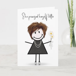 Schattig Stick figuur meisje voor de verjaardag va Kaart