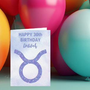 Schattig Stier Astrologie Teken Aangepaste Paarse Kaart
