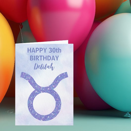 Schattig Stier Astrologie Teken Aangepaste Paarse Kaart