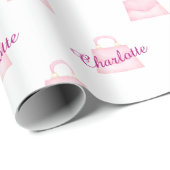 Schattig Stijlvol Roze Aquarel Handtas Patroon Cadeaupapier (Rol Hoek)