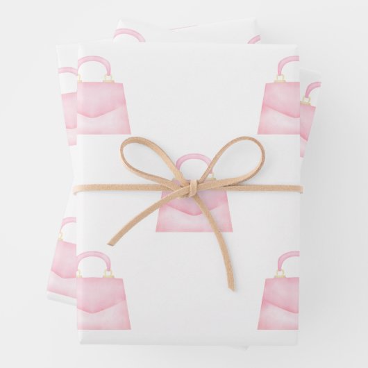 Schattig Stijlvol Roze Aquarel Handtas Patroon Inpakpapier Vel (In situ)