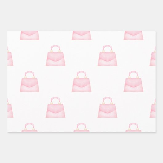 Schattig Stijlvol Roze Aquarel Handtas Patroon Inpakpapier Vel (Voorkant)