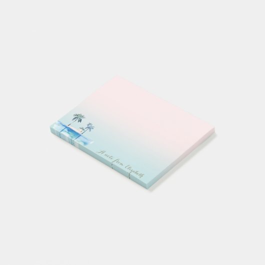 Schattig stijlvol tropisch, palmen, oceaan post-it® notes (Schuin)