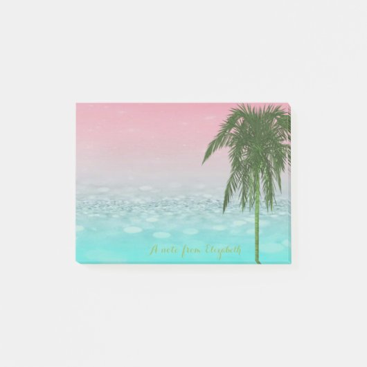 Schattig Stijlvolle BokehTropisch, Palmboom, Perso Post-it® Notes (Voorkant)