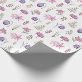 Schattig Stijlvolle Waterverf Roze Paarse Bloemen  Cadeaupapier (Hoek)