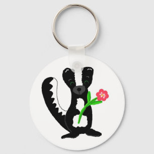 Schattig Stinkdier Met Een Bloem Sleutelhanger
