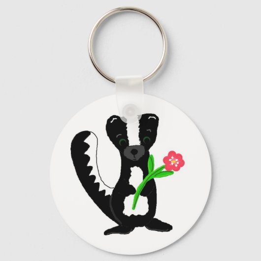 Schattig Stinkdier Met Een Bloem Sleutelhanger (Voorkant)