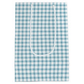 Schattig Stof Blauw Gingham Patroon Medium Cadeauzakje (Achterkant)