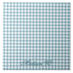 Schattig Stof Blauw Gingham Patroon Tegeltje