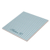 Schattig Stof Blauw Gingham Patroon Tegeltje (Zijkant)