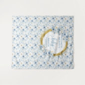 Schattig Stoffig Blauw Goud Baby shower Tapijt Wandkleed (Voorkant (horizontaal))