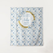 Schattig Stoffig Blauw Goud Baby shower Tapijt Wandkleed (Voorkant)