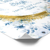 Schattig stoffig blauw waterverf bloemen goud op m poster (Hoek)