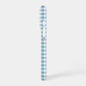 Schattig stoffig blauwe Gingham-patroon iPhone Hoesje (Linkerkant)