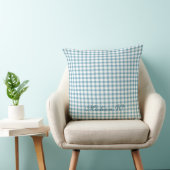 Schattig stoffig blauwe Gingham-patroon Kussen (Stoel)