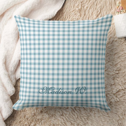 Schattig stoffig blauwe Gingham-patroon Kussen (Deken)