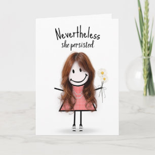 Schattig Stokpoppetje in Geruite Jurk Inspiratie Kaart