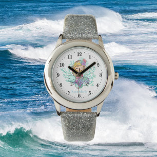 schattig strand fantasy mermaid add name horloge