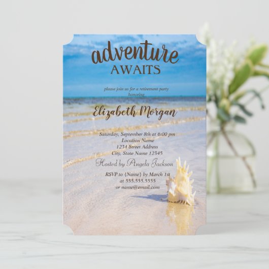 Schattig strand, golven, Seashells Retirement Part Kaart (Staand voorkant)