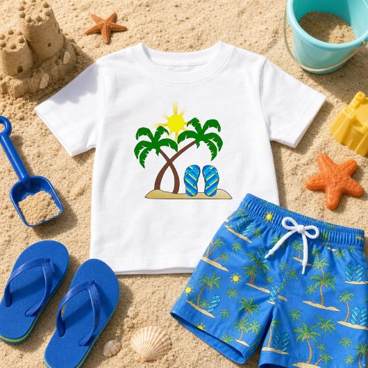 Schattig strand met palmboom baby
