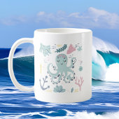 schattig strand octopus add monogram koffiemok