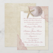 Schattig strand roze bruiloft kaart (Voorkant / Achterkant)