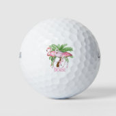 schattig strand roze flamingo naam toevoegen Golf  Golfballen (Voorkant)