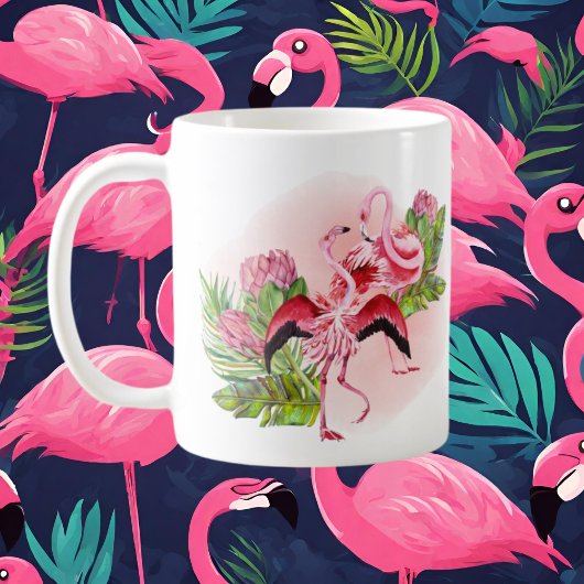 schattig strand roze flamingo's naam toevoegen Kof Koffiemok