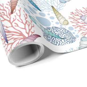 Schattig strand schelp koraal patroon cadeaupapier