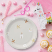 Schattig strand schelp zandkasteel zeesterren papieren bordje (Feest)