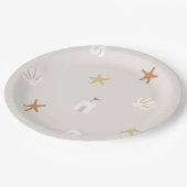 Schattig strand schelp zandkasteel zeesterren papieren bordje (Gekanteld)