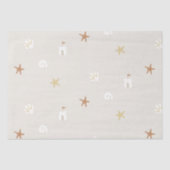 Schattig strand schelp zandkasteel zeesterren tissuepapier (Voorkant)