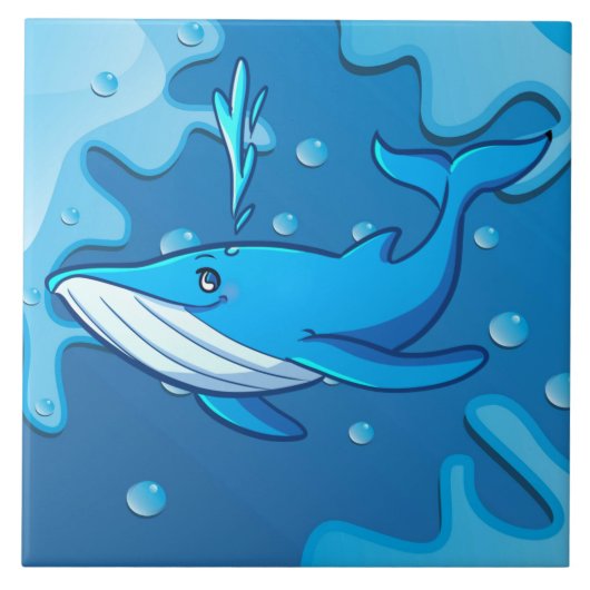 schattig strand walvis decor tegeltje (Voorkant)