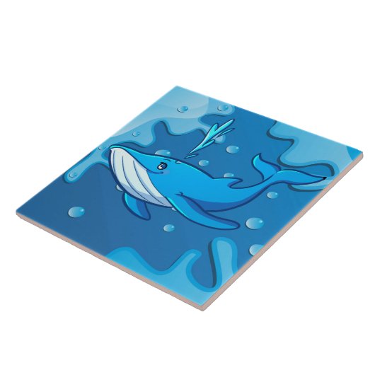 schattig strand walvis decor tegeltje (Zijkant)