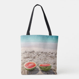 Schattig strand Watermeloenen op maat Tote Bag