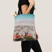Schattig strand Watermeloenen op maat Tote Bag (Dichtbij)